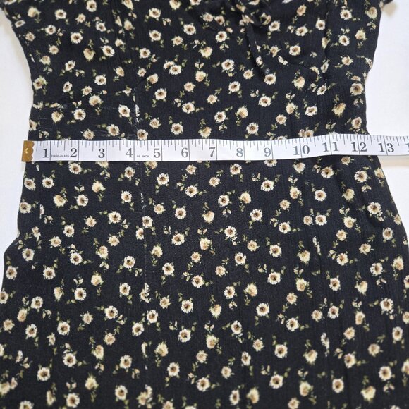 Free People Black Floral Ruffle Hem Mini Slip Dress Sleeveless XS Side Button Ra - Picture 5 of 12
